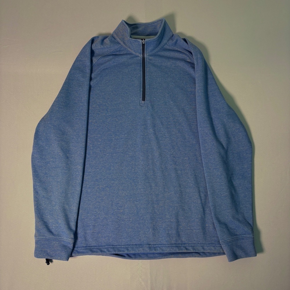 Dunning Golf Mens Large Blue Heathered Quarter Zip Pullover Performance Sweater